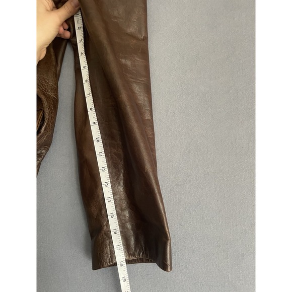 J.Crew Men XL Brown Leather Car Coat Jacket Patina Pebble Heavy Barn‎ Chore Y2K - Picture 6 of 16